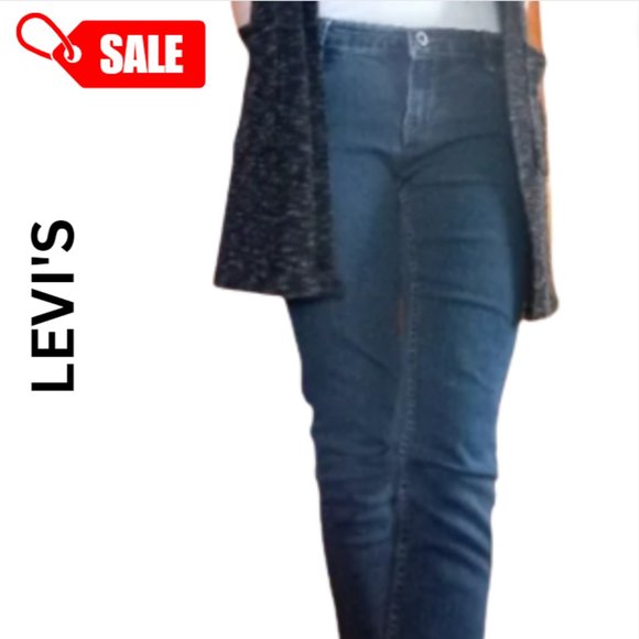 Levi Mid Rise Medium Dark Wash Skinny Jeans 14 Regular - Picture 1 of 13